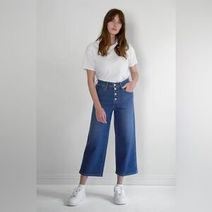 Levi's Women's Mile High Cropped Wide Leg Jeans Blue Plus Size‎ 32